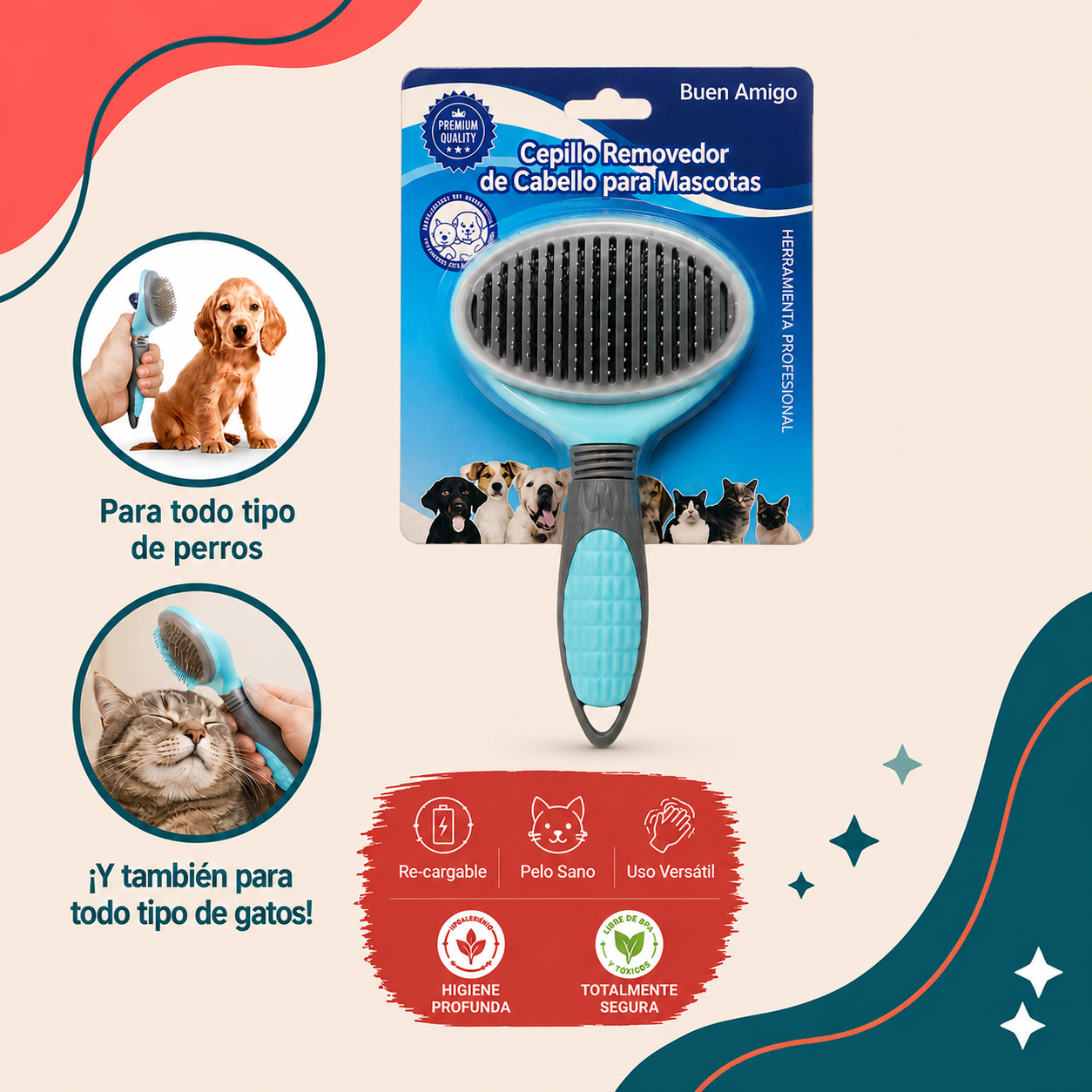 Cepillo Removedor de Pelo Muerto Autolimpiante – PetSpa CleanBrush