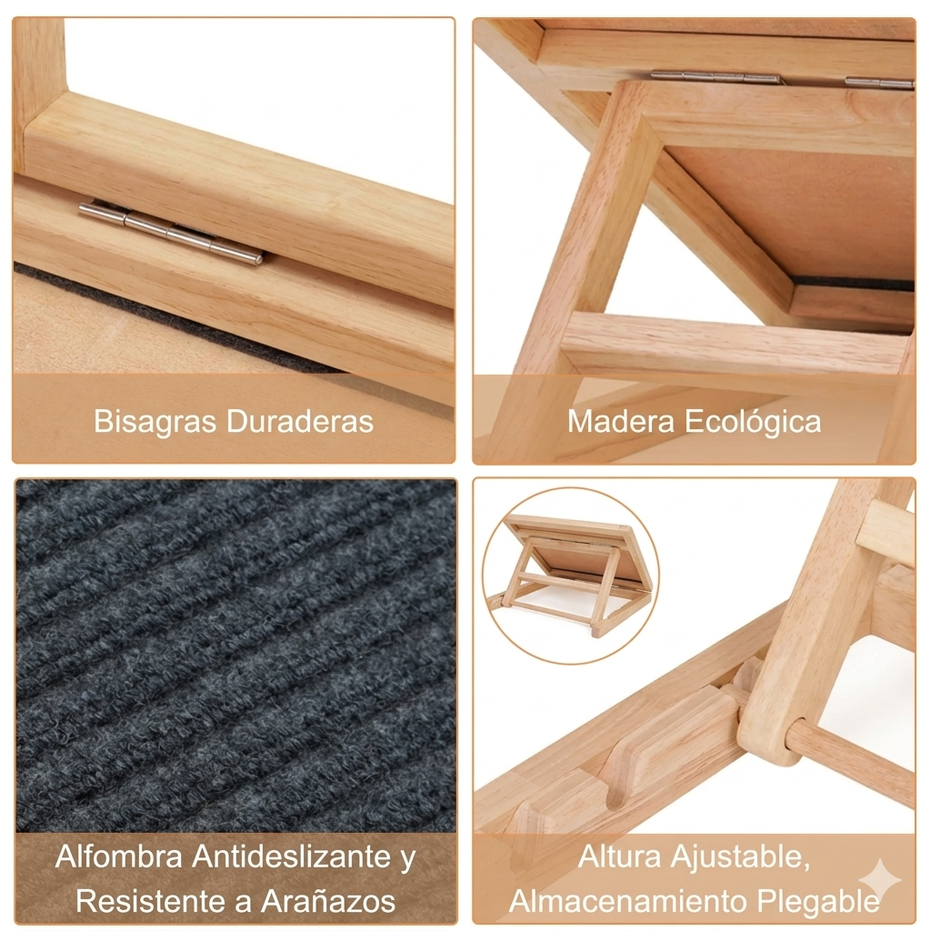 Rampa Plegable de Madera para Perros y Gatos