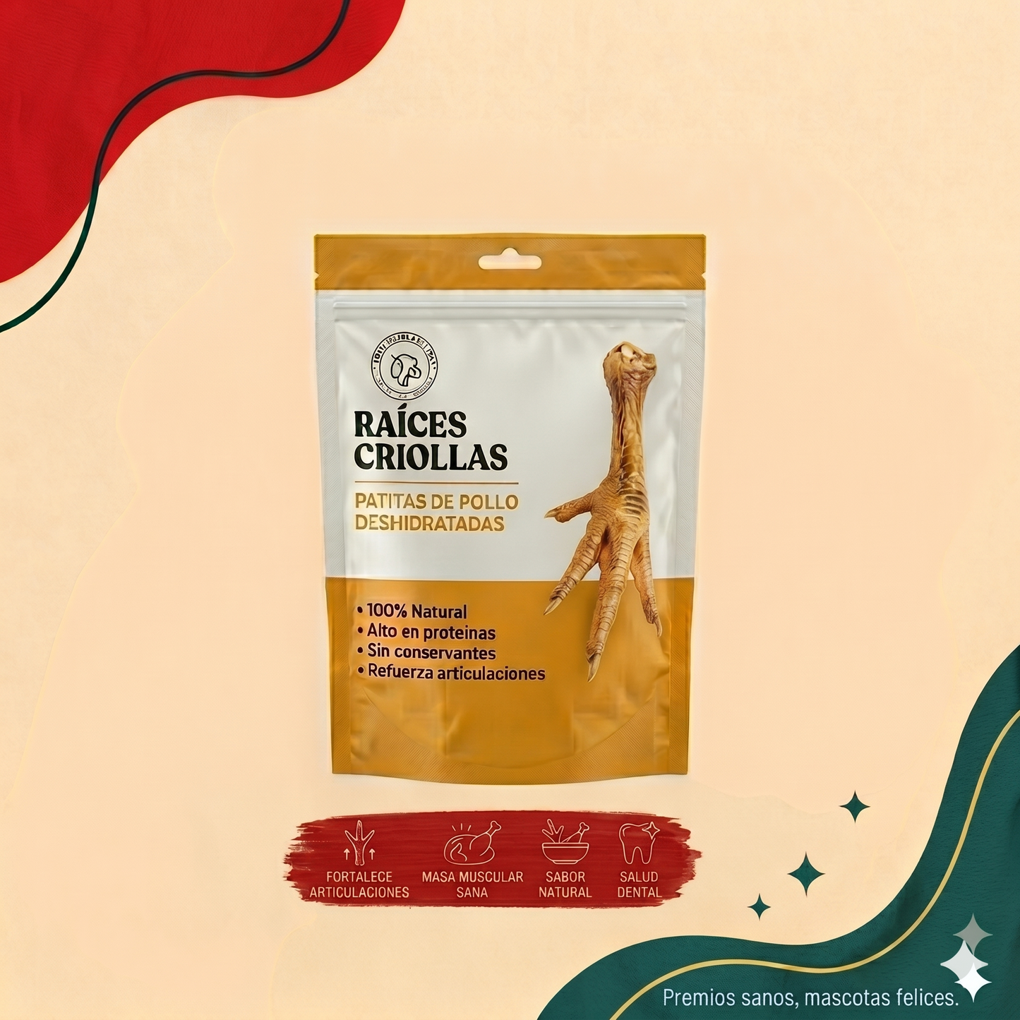 Patitas de Pollo Deshidratadas Raíces Criollas | Snack Antiestrés 100% Natural (10 Un.)