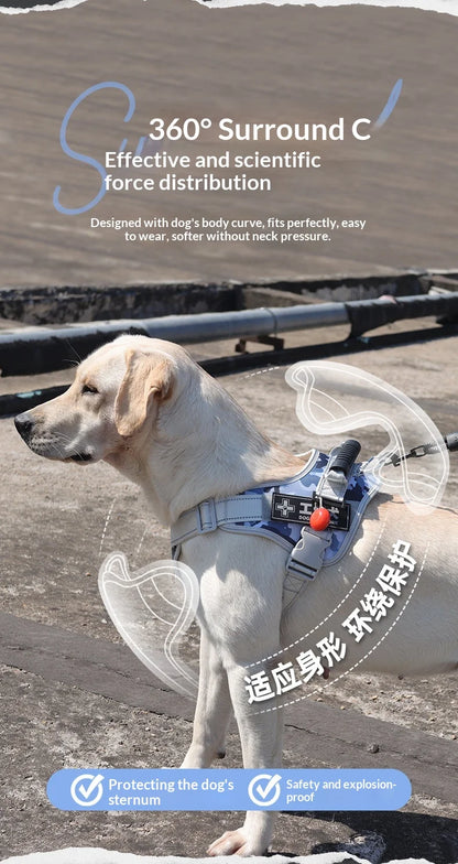 Medium and large dog explosion-proof reflective dog leash, pet leash, vest-style dog harness