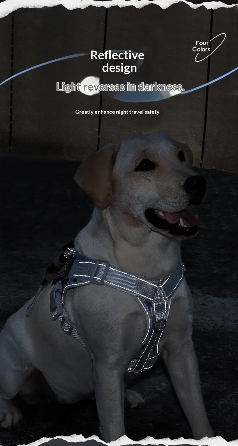 Medium and large dog explosion-proof reflective dog leash, pet leash, vest-style dog harness