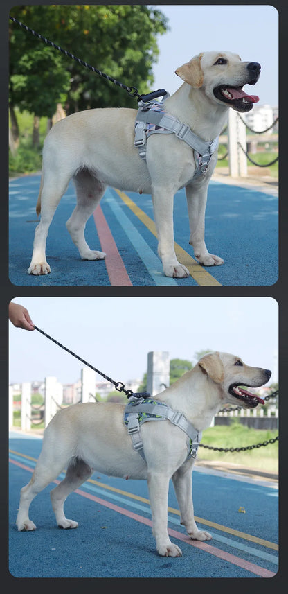 Medium and large dog explosion-proof reflective dog leash, pet leash, vest-style dog harness