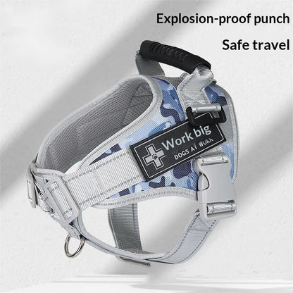 Medium and large dog explosion-proof reflective dog leash, pet leash, vest-style dog harness
