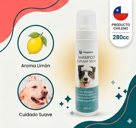 Shampoo Espuma Seca Para Perros Happypets 280cc Aroma Limón