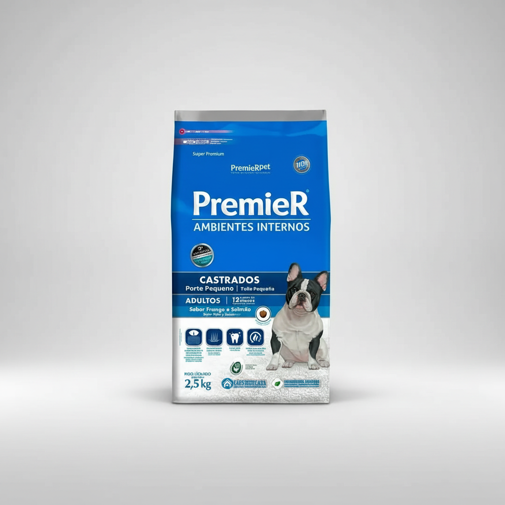 Alimento Seco "PremieR" categoria Super Premium - Perros Adultos Razas pequeñas Castrados - Pollo/Salmón 2.5kg