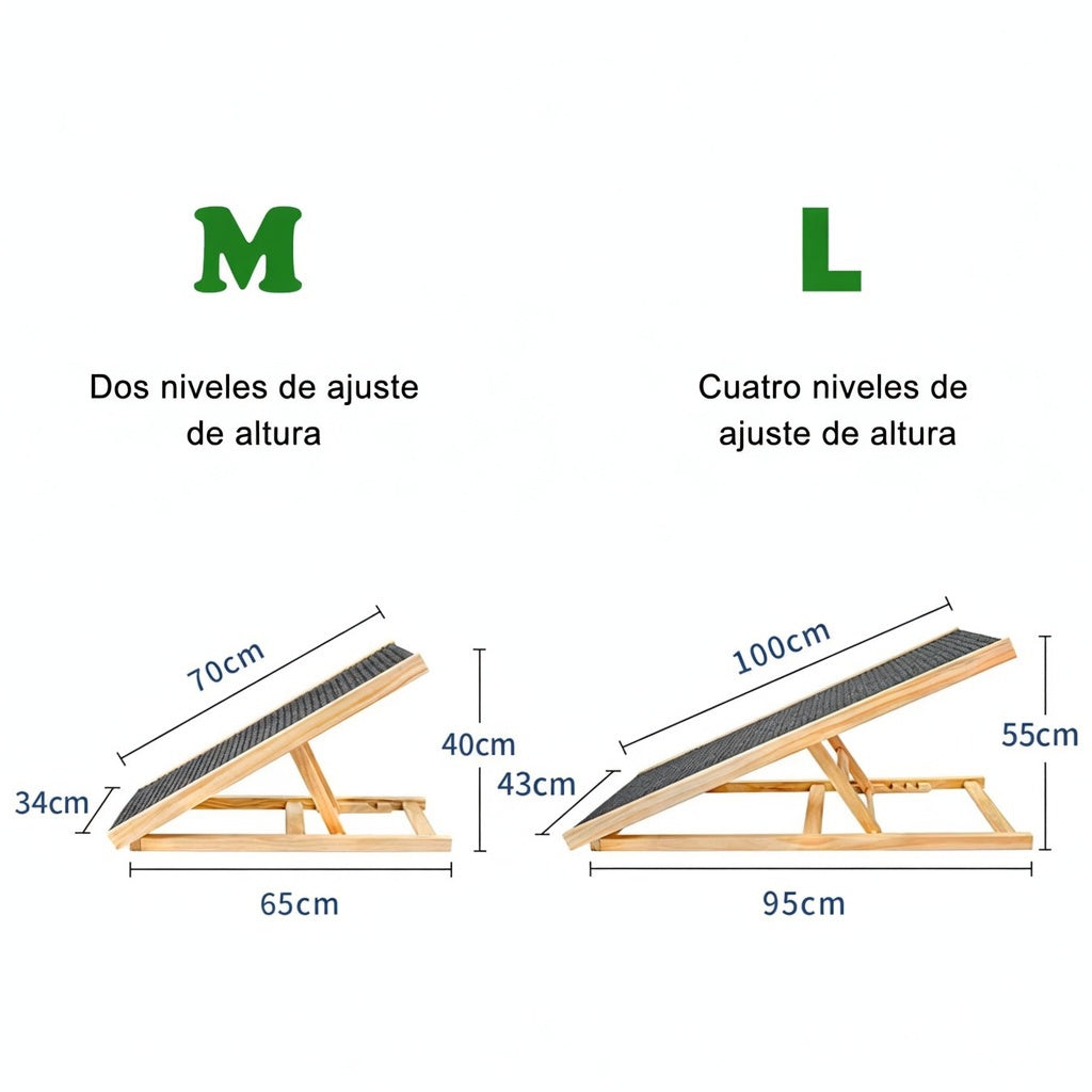 Rampa Plegable de Madera para Perros y Gatos